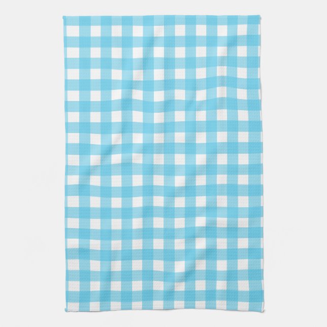 Hellblauer Gingham Geschirrtuch (Vertikal)