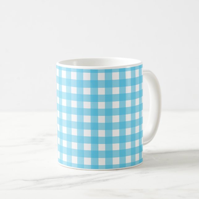 Hellblauer Gingham Kaffeetasse (VorderseiteRechts)