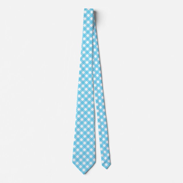 Hellblauer Gingham Krawatte (Vorderseite)