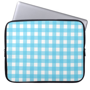 Hellblauer Gingham Laptopschutzhülle