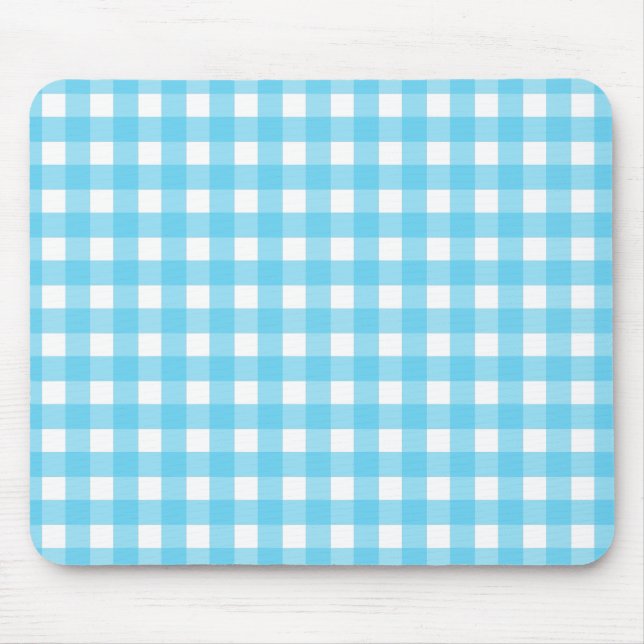 Hellblauer Gingham Mousepad (Vorne)