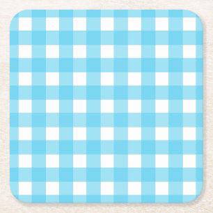 Hellblauer Gingham Rechteckiger Pappuntersetzer