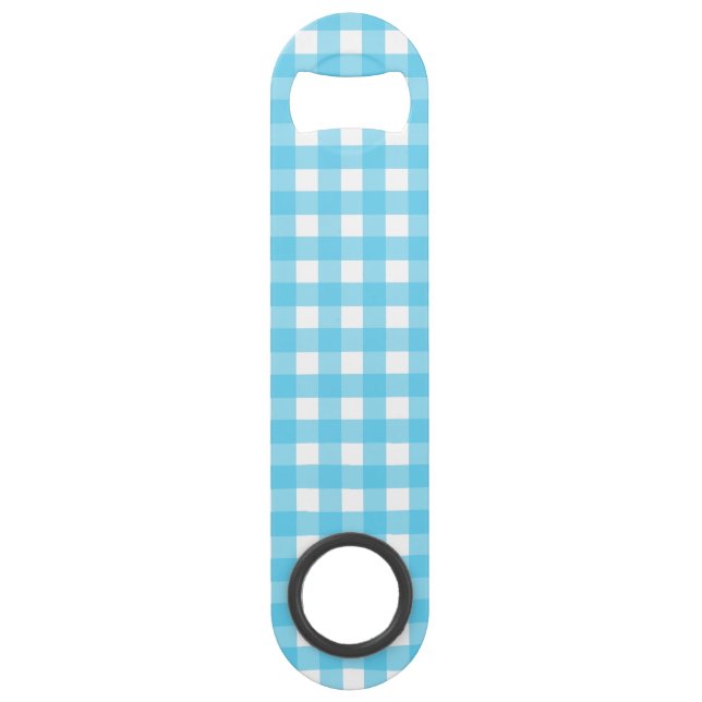 Hellblauer Gingham Speed Flaschenöffner (Vorderseite)