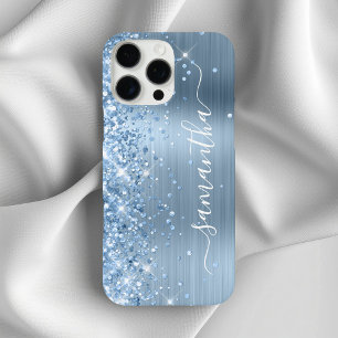 Hellblauer Glitter Glam Mädchen Unterschrift iPhone 16 Pro Max Hülle