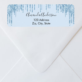 Hellblauer Glitzer Tropfen Rücksendeadresse