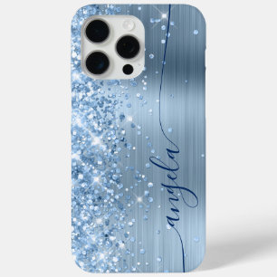 Hellblauer Glitzernder Glam Navy Schriftzug Case-Mate iPhone Hülle