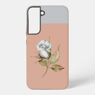 Hellblauer grauer Single-Rosen-Blumen-S21-Telefon- Samsung Galaxy Hülle