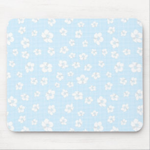 Hellblauer Hibiskus-Blumenmuster Mousepad