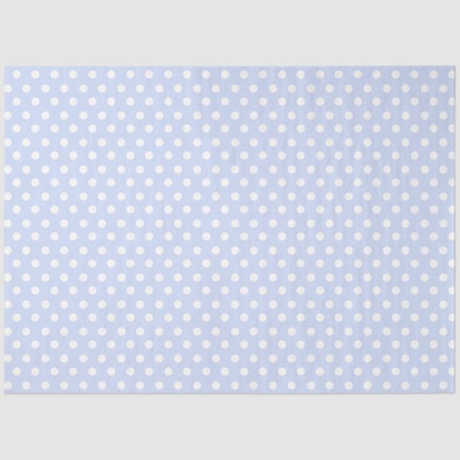 Hellblauer Hintergrund mit weißen Polka-Punkten Seidenpapier (Vorderseite)