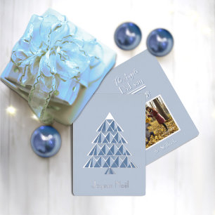 Hellblauer Joyoux Noel Foto Weihnachtskarte Folieneinladung