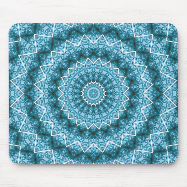 Hellblauer Kaleidoskop / Mandala Mousepad (Vorne)