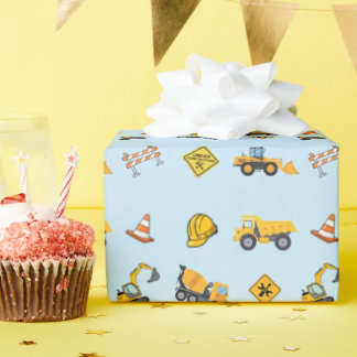 Hellblauer Konstruktions-Geburtstag Geschenkpapier