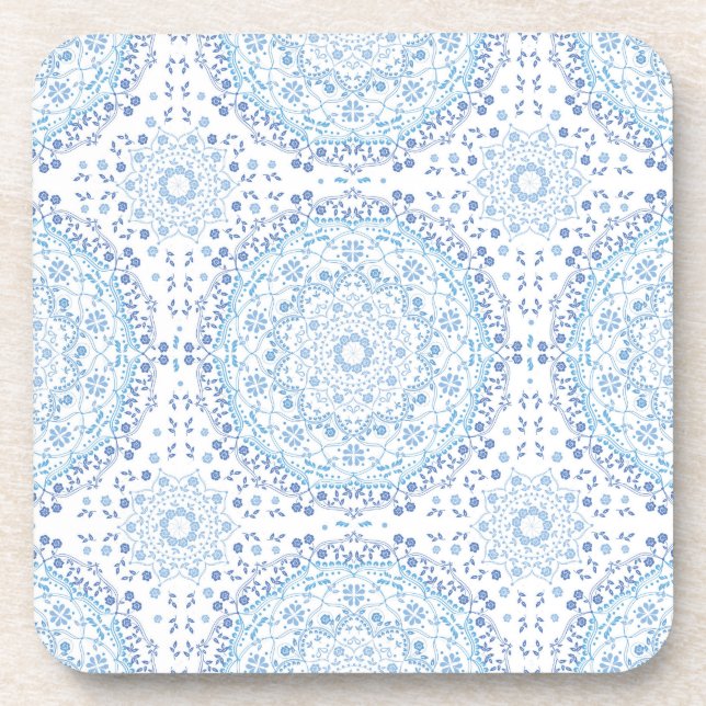 Hellblauer Mandala-Untersetzer Getränkeuntersetzer (Vorderseite)