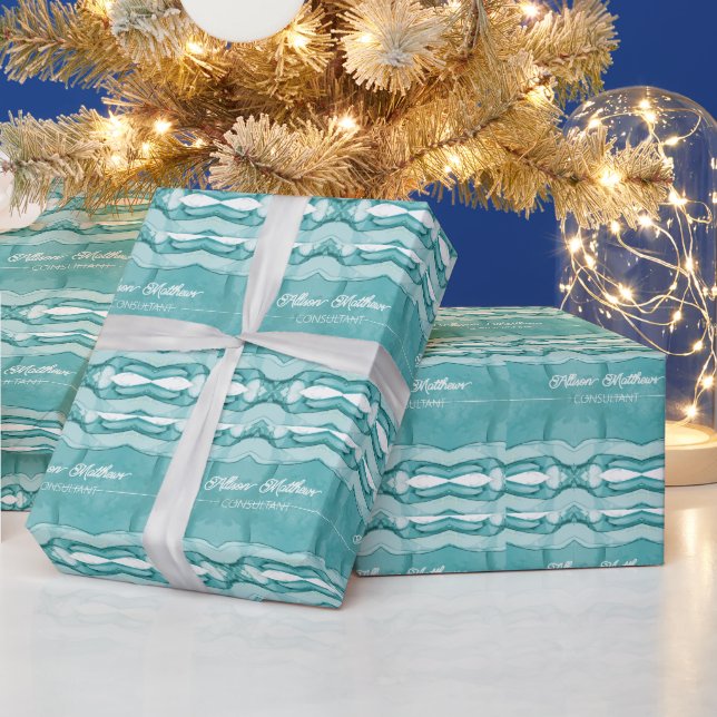 Hellblauer Marmor Elegantes Modernes Muster Geschenkpapier (Feiertage)