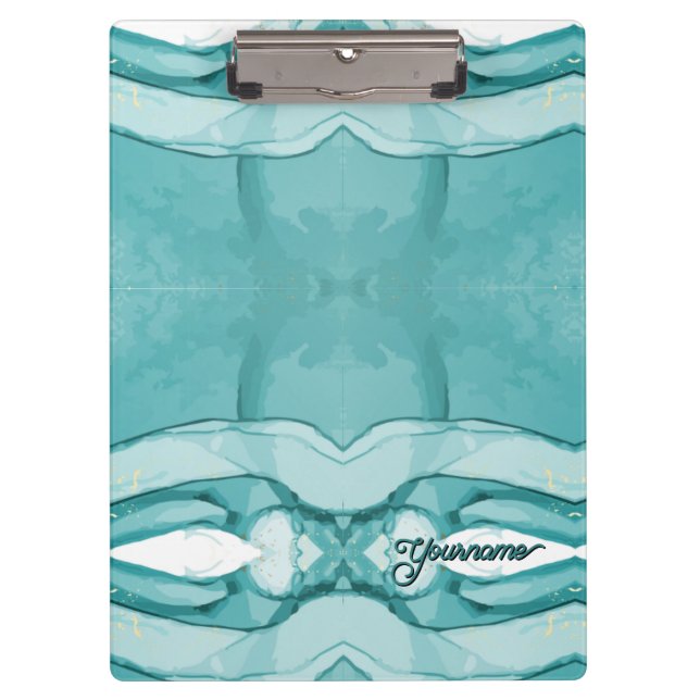 Hellblauer Marmor Elegantes Modernes Muster Klemmbrett (Vorderseite)