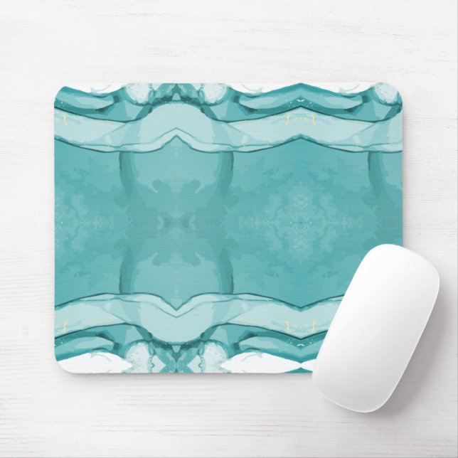 Hellblauer Marmor Elegantes Modernes Muster Mousepad (Mit Mouse)