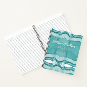 Hellblauer Marmor Elegantes Modernes Muster Notizbuch