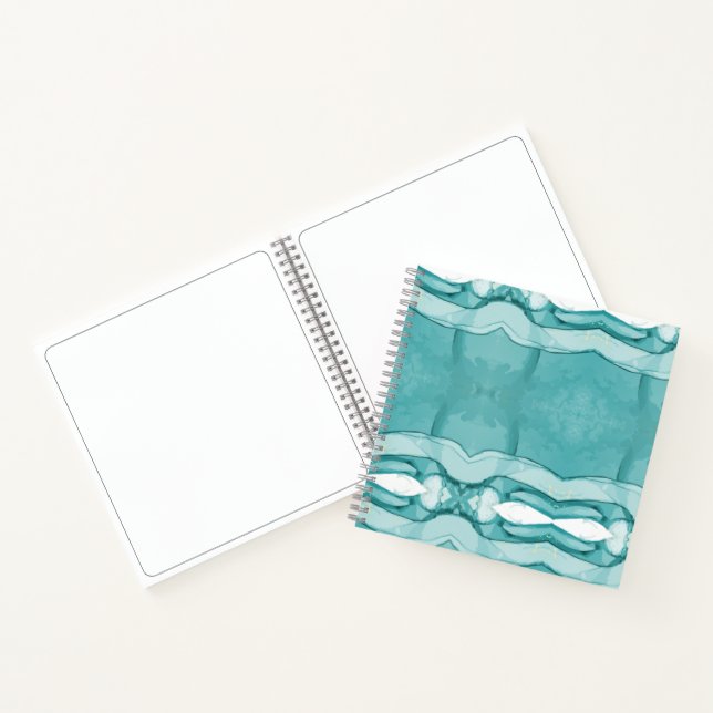Hellblauer Marmor Elegantes Modernes Muster Notizbuch (Innenseite)