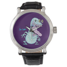 hellblauer Monster-Alien-Cartoon Armbanduhr