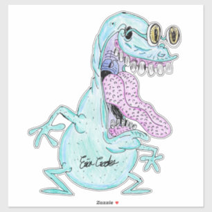 hellblauer Monster-Alien-Cartoon Aufkleber