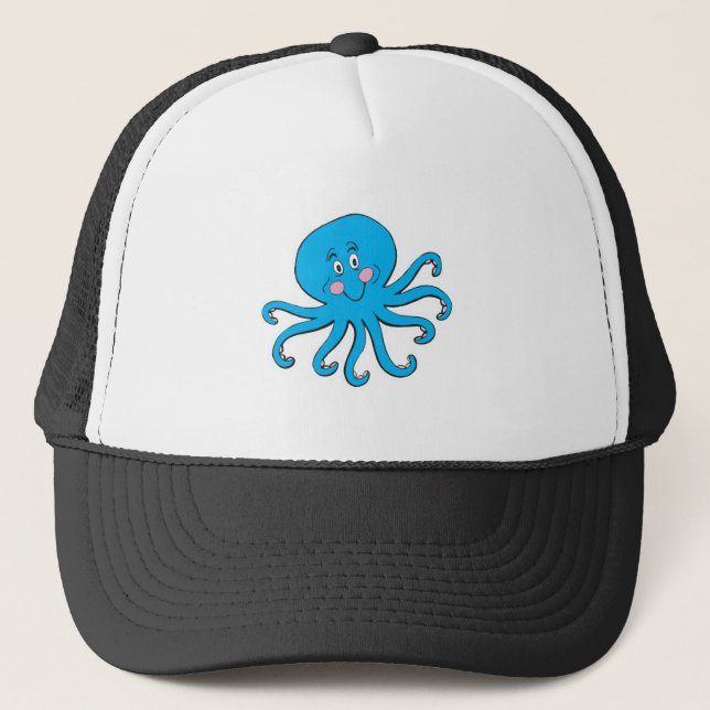 Hellblauer Oktopus Truckerkappe (Vorderseite)