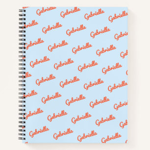 Hellblauer orangefarbener Name Personalisierte Skr Notizbuch