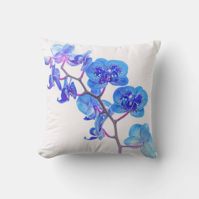 Hellblauer Orchideenkissen Kissen (Vorderseite)