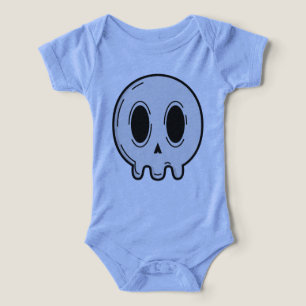 Hellblauer Pastell-Goth-Totenkopf-Babysuit Edgy In
