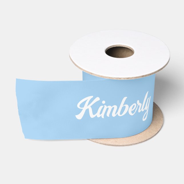 Hellblauer personalisierter Schriftname Schule Satinband (Spule)
