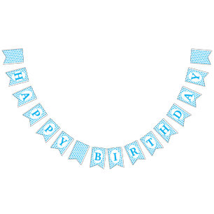 Hellblauer Polka dots Happy Birthday Wimpelkette