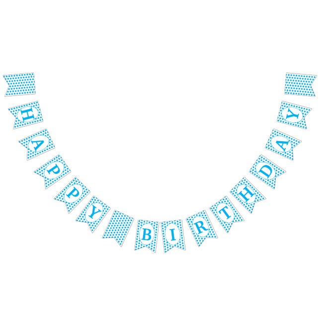 Hellblauer Polka dots Happy Birthday Wimpelkette (Alle)