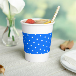 Hellblauer Polka gepunkteter Mittelstreifen auf we Pappbecher