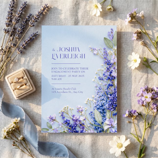 Hellblauer Rustikaler Frühling Lavendel Rahmen Einladung (Von Creator hochgeladen)