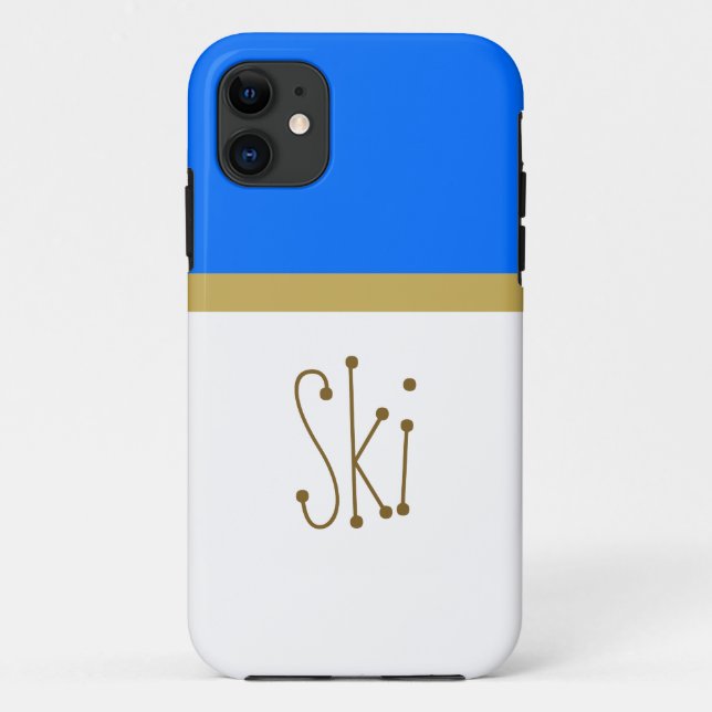 Hellblauer Schneeweißer Farbblock Spaß Skitext Case-Mate iPhone Hülle (Rückseite)