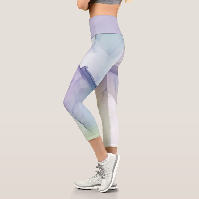 hellblauer Seideneffekt Capri Leggings (Links)