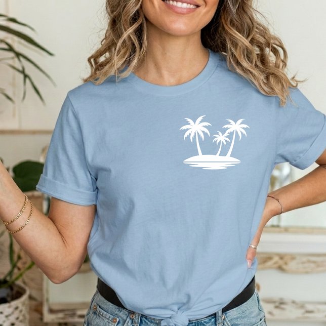 Hellblauer Sommerbaum Minimalistischer Urlaub T-Shirt (Von Creator hochgeladen)