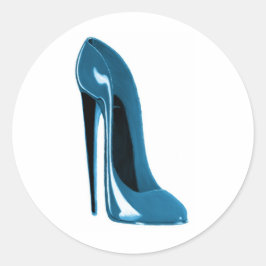 Hellblauer Stiletto-Schuh Runder Aufkleber