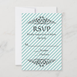 Hellblauer Streifen Blühend RSVP-Karte RSVP Karte