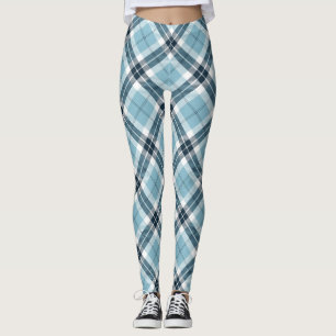 Hellblauer Tartan kariertes schottisches Leggings