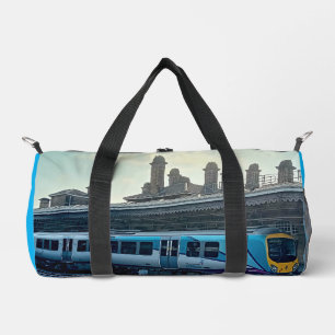 Hellblauer und gelber Zug Duffle Bag