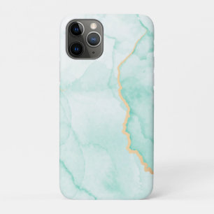 Hellblauer und goldfarbener Marmor Case-Mate iPhone Hülle