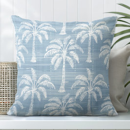 Hellblauer und weißer Palmbaum Kissen Kissen