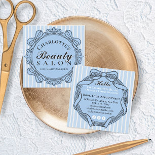 Hellblauer Vintage-Bogenrahmen Quadratischer Salon Quadratische Visitenkarte