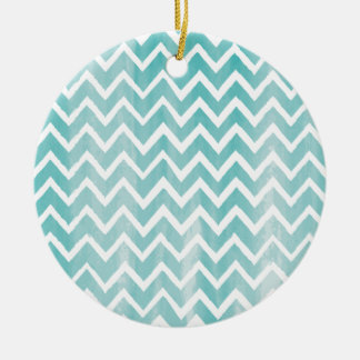 Hellblauer Watercolor-Zickzack Muster Keramikornament