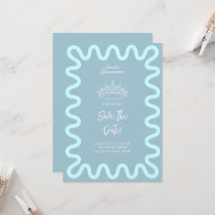 Hellblauer welliger Rahmen Quinceanera Save the Da Einladung