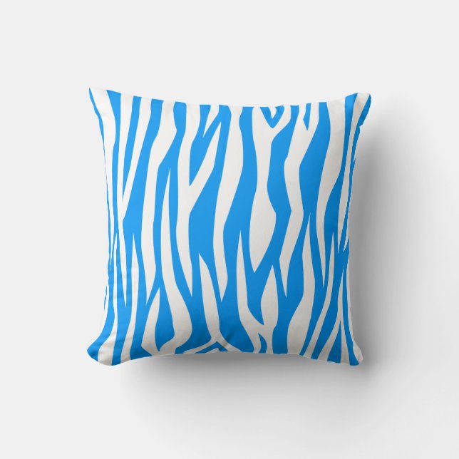 Hellblauer Zebra-Druck Kissen (Vorderseite)