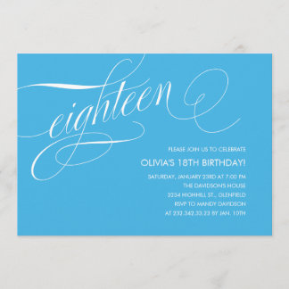 Hellblauer Zeitgenosse-18. Geburtstags-Einladungen Einladung