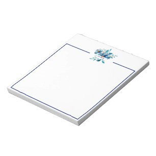 Hellblaues Aquarell-Blumenmuster personalisiert Notizblock