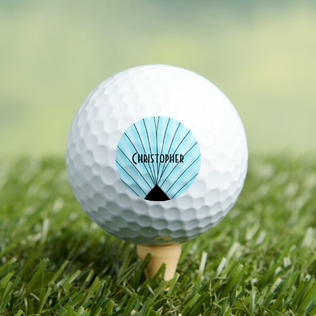 Hellblaues Art Deco Design Golfball (Insitu T-Shirt)