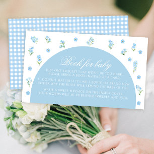 Hellblaues Blumenbüchlein mit Babydusche Begleitkarte